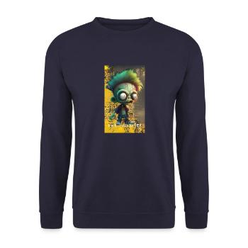 Mignon Cartoon Zombies Ligne Jaune 3 - Sweat-shirt Unisexe - marine - Devant - Alina (178cm) & Michal (187cm)