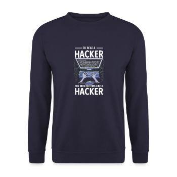Webentwickler Programmierer Vintage Morgenroutine - Unisex Pullover - Navy - Vorne - Alina (178cm) & Michal (187cm)