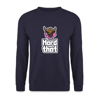 Schottland Kalb Rind Bauer Tier Kuh Färse - Unisex Pullover - Navy - Vorne - Alina (178cm) & Michal (187cm)