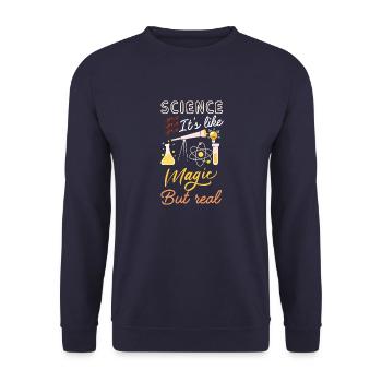 Science it's like magic but real - Unisex Sweatshirt - navy - Front - Alina (178cm) & Michal (187cm)