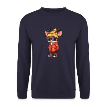 Cerf Hiver - Sweat-shirt Unisexe - marine - Devant - Alina (178cm) & Michal (187cm)
