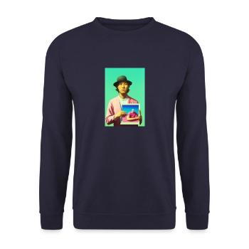 Bubblegum Selfie in Selfie - ARTWORK on LSD - Unisex Sweatshirt - navy - Front - Alina (178cm) & Michal (187cm)