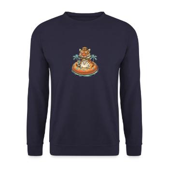 Tigre en vacances - Sweat-shirt Unisexe - marine - Devant - Alina (178cm) & Michal (187cm)