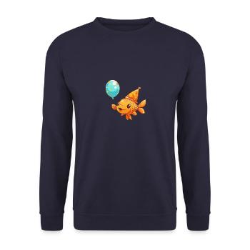 Bande dessinée d’anniversaire de poisson rouge - Sweat-shirt Unisexe - marine - Devant - Alina (178cm) & Michal (187cm)