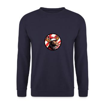 Elch Weihnachten Christmas - Unisex Pullover - Navy - Vorne - Alina (178cm) & Michal (187cm)