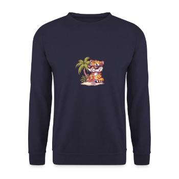 Tiger Summer Beach Comic - Unisex Sweatshirt - navy - Front - Alina (178cm) & Michal (187cm)