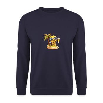 Biene Sommer Strand Comic - Unisex Pullover - Navy - Vorne - Alina (178cm) & Michal (187cm)