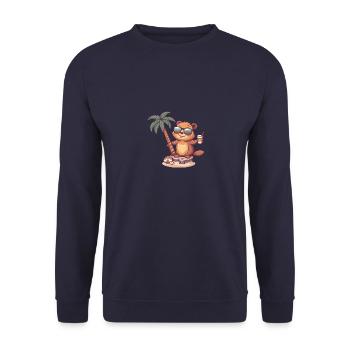 Biber Sommer Strand Comic - Unisex Pullover - Navy - Vorne - Alina (178cm) & Michal (187cm)