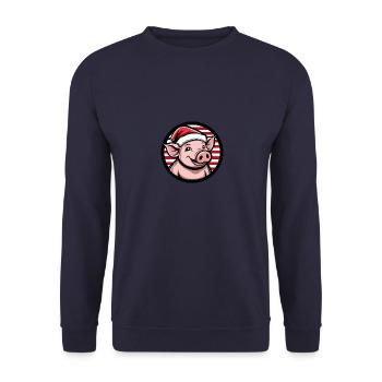 Pig Christmas Christmas - Unisex Sweatshirt - navy - Front - Alina (178cm) & Michal (187cm)