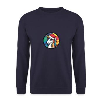 Unicorn Christmas Christmas - Unisex Sweatshirt - navy - Front - Alina (178cm) & Michal (187cm)