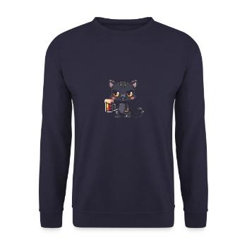 Panthère Bière Pixel - Sweat-shirt Unisexe - marine - Devant - Alina (178cm) & Michal (187cm)