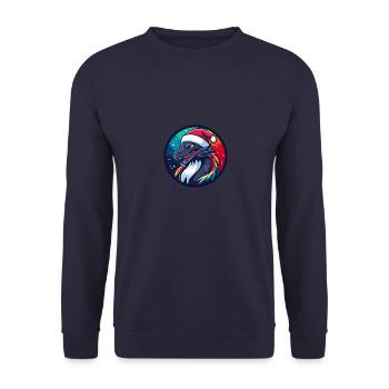 Drache Weihnachten Christmas - Unisex Pullover - Navy - Vorne - Alina (178cm) & Michal (187cm)