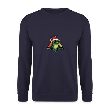 Frosch Weihnachten Cool - Unisex Pullover - Navy - Vorne - Alina (178cm) & Michal (187cm)
