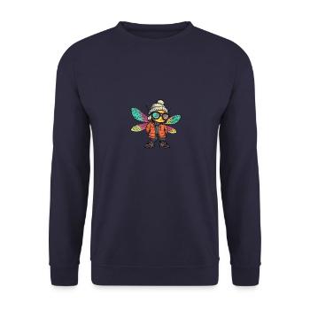 Bande dessinée d’hiver libellule - Sweat-shirt Unisexe - marine - Devant - Alina (178cm) & Michal (187cm)