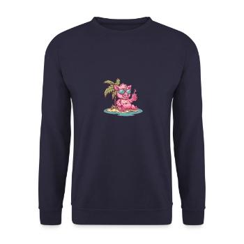 Pig Summer Wild Boar - Unisex Sweatshirt - navy - Front - Alina (178cm) & Michal (187cm)