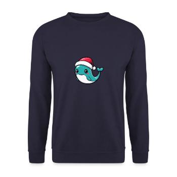 Whale Christmas Cute - Unisex Sweatshirt - navy - Front - Alina (178cm) & Michal (187cm)
