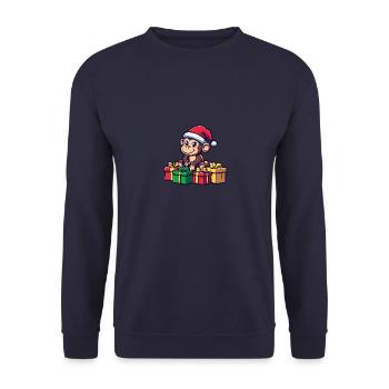 Monkey Christmas Comic Gifts - Unisex Sweatshirt - navy - Front - Alina (178cm) & Michal (187cm)