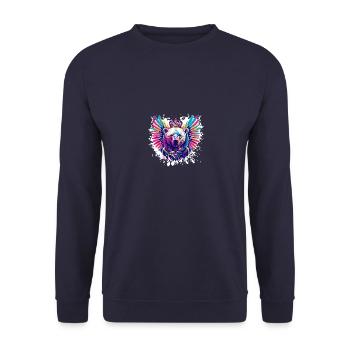 Polar Bear Coat of Arms Portrait Animal Polar Bear Colorful - Unisex Sweatshirt - navy - Front - Alina (178cm) & Michal (187cm)