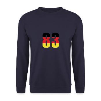 Maillot 83 Numéro Allemagne - Sweat-shirt Unisexe - marine - Devant - Alina (178cm) & Michal (187cm)