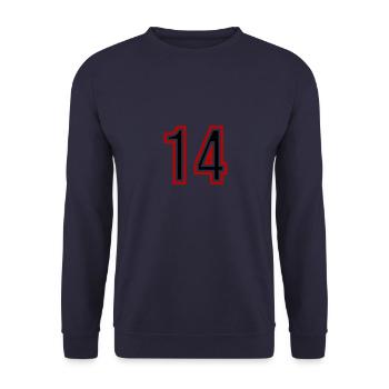 14 Zahl Jahre Trikot - Unisex Pullover - Navy - Vorne - Alina (178cm) & Michal (187cm)