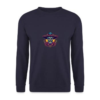Mexikaner Totenkopf Sombrero - Unisex Pullover - Navy - Vorne - Alina (178cm) & Michal (187cm)