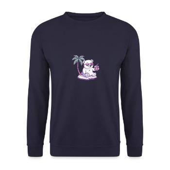 Polar Bear Summer Beach Comic - Unisex Sweatshirt - navy - Front - Alina (178cm) & Michal (187cm)