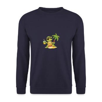 Turtle Summer Beach Comic - Unisex Sweatshirt - navy - Front - Alina (178cm) & Michal (187cm)