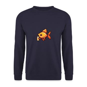 Poisson rouge bière pixel - Sweat-shirt Unisexe - marine - Devant - Alina (178cm) & Michal (187cm)