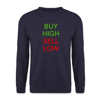 Buy High Sell low - Trading Fun - Unisex Pullover - Navy - Vorne - Alina (178cm) & Michal (187cm)