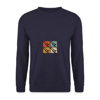 Vintage Retro Posaune Posaunen Entwurf - Unisex Pullover - Navy - Vorne - Alina (178cm) & Michal (187cm)