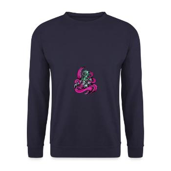 Taucher Octopus - Unisex Pullover - Navy - Vorne - Alina (178cm) & Michal (187cm)