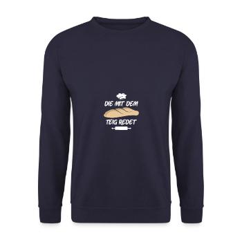 Die mit dem Teig redet Brot backen Bäcker - Unisex Pullover - Navy - Vorne - Alina (178cm) & Michal (187cm)
