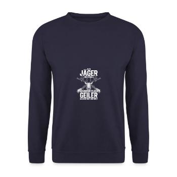 Als Jäger grundsätzlich geiler Jagd - Unisex Pullover - Navy - Vorne - Alina (178cm) & Michal (187cm)
