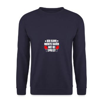 Ich kann nichts dafür Tischtennisspieler - Unisex Pullover - Navy - Vorne - Alina (178cm) & Michal (187cm)