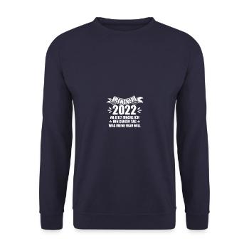 Rentner 2022 Rente Ruhestand - Unisex Pullover - Navy - Vorne - Alina (178cm) & Michal (187cm)
