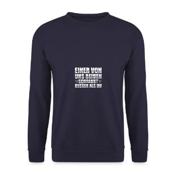 Schrauber Auto Mechatroniker KFZ Mechaniker - Unisex Pullover - Navy - Vorne - Alina (178cm) & Michal (187cm)