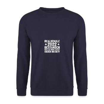 Realschule 2022 bestanden Realschullabschluss - Unisex Pullover - Navy - Vorne - Alina (178cm) & Michal (187cm)
