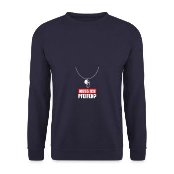 Muss ich pfeifen? Schwimmmeister Bademeister - Unisex Pullover - Navy - Vorne - Alina (178cm) & Michal (187cm)