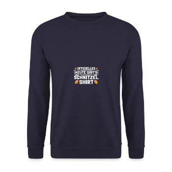 Offizielles heute gibt's Schnitzel - Unisex Pullover - Navy - Vorne - Alina (178cm) & Michal (187cm)