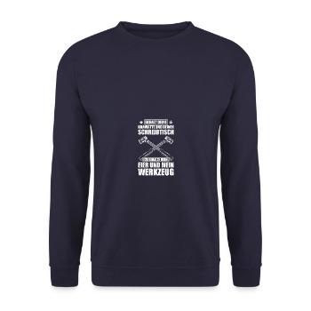 Behalt deine Krawatte KFZ Mechaniker Schrauber - Unisex Pullover - Navy - Vorne - Alina (178cm) & Michal (187cm)
