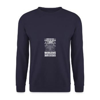 Werkzeug Tuning KFZ Mechaniker Schrauber - Unisex Pullover - Navy - Vorne - Alina (178cm) & Michal (187cm)