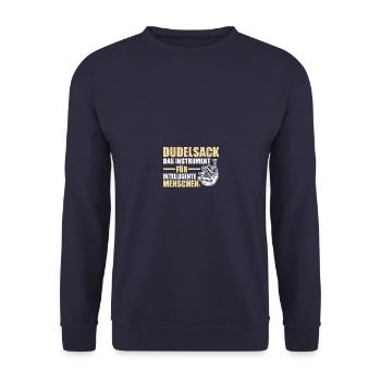 Inelligente Menschen Dudelsack Sackpfeifer - Unisex Pullover - Navy - Vorne - Alina (178cm) & Michal (187cm)