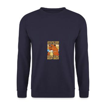 Ich bleibe beim Bier Biertrinker Bierliebhaber - Unisex Pullover - Navy - Vorne - Alina (178cm) & Michal (187cm)