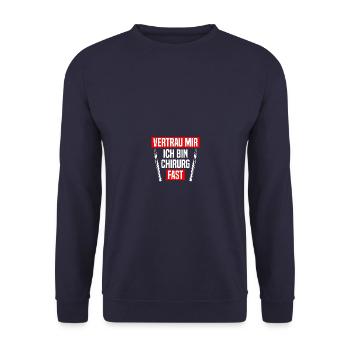 Arzt Mediziner Chirurgie Student Chirurg - Unisex Pullover - Navy - Vorne - Alina (178cm) & Michal (187cm)