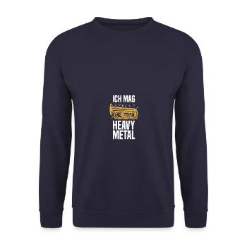 Heavy Metal Tuba Blasmusik Tubist Tubaspieler - Unisex Pullover - Navy - Vorne - Alina (178cm) & Michal (187cm)