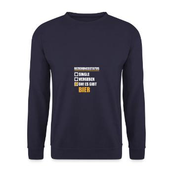 Beziehungsstatus Bier Biertrinker Bierliebhaber - Unisex Pullover - Navy - Vorne - Alina (178cm) & Michal (187cm)