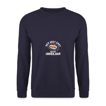 Unheilbar Currywurst Ruhrpott Carpaccio Imbiss - Unisex Pullover - Navy - Vorne - Alina (178cm) & Michal (187cm)