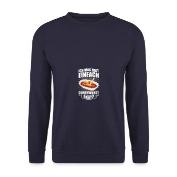 Ich mag halt Currywurst Ruhrpott Carpaccio Imbiss - Unisex Pullover - Navy - Vorne - Alina (178cm) & Michal (187cm)