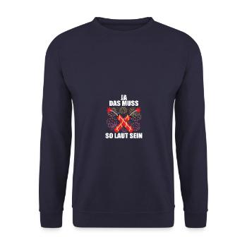 Das muss so laut Pyrotechniker Böllern Feuerwerk - Unisex Pullover - Navy - Vorne - Alina (178cm) & Michal (187cm)