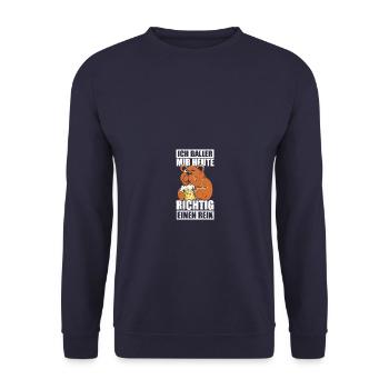Ich baller mir heute Biertrinker Bierliebhaber - Unisex Pullover - Navy - Vorne - Alina (178cm) & Michal (187cm)